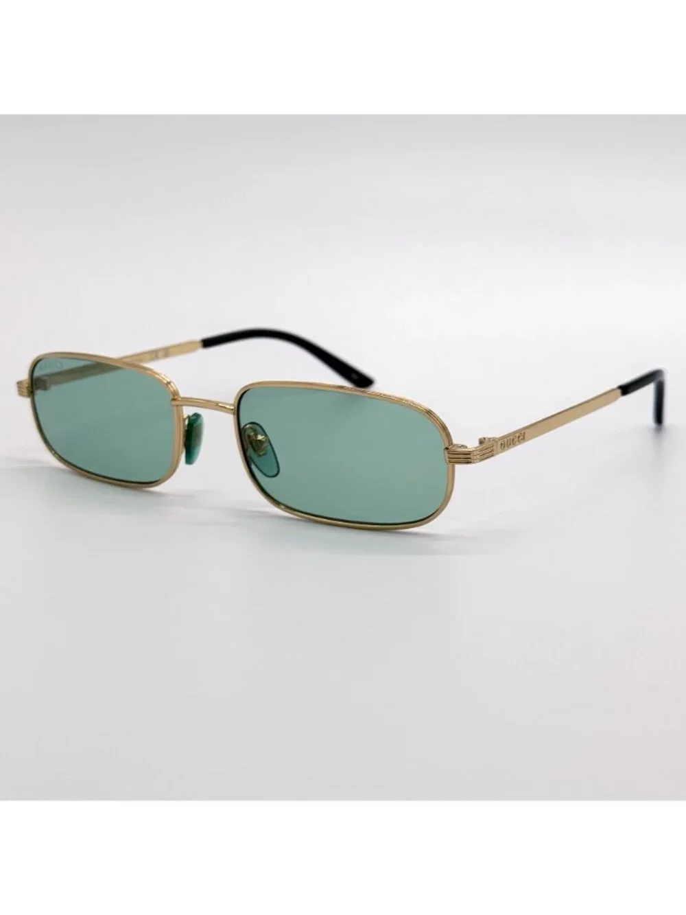 New Gucci Gold Green Square Unisex Sunglasses GG1457S 005
